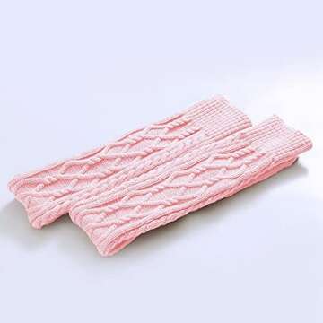 SherryDC Women's Cable Knit Thigh High Boot Socks Extra Long Winter Stockings Leg Warmers Light Pink