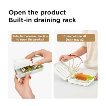 YOTIME Travel Bottle Brush, Travel Bottle Cleaner Kit with Foldable Bottle Drying Rack, for Visit Friends and Relations, Baby Travel Essentials, BPA Free, White