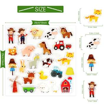 Farm Animals Window Cling Window Thick Gel Clings Decals Stickers for Kids Toddlers and Adults Home ...