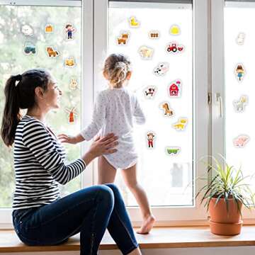 Farm Animals Window Cling Window Thick Gel Clings Decals Stickers for Kids Toddlers and Adults Home Airplane Classroom Nursery Farm Party Supplies Decorations Removable and Reusable 23 PCS