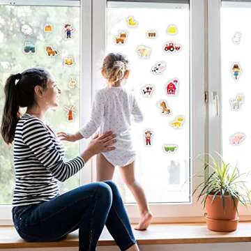 Farm Animals Window Cling Window Thick Gel Clings Decals Stickers for Kids Toddlers and Adults Home Airplane Classroom Nursery Farm Party Supplies Decorations Removable and Reusable 23 PCS