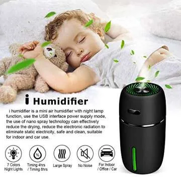 Lion Palace USB Mini Humidifier with LED Light for All