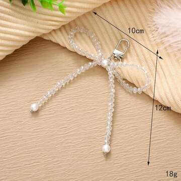 Elegant Silver Heart Pearl Bow Keychain - Unique Y2K Accessory for All