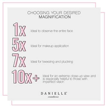 Danielle Creations 3-Way Foldable Travel Makeup Mirror with Built in Stand and Handle, Silver