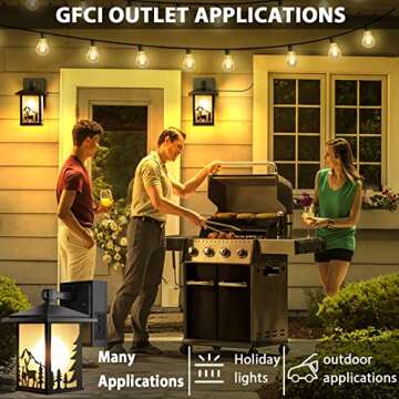 OYKYOHEI Porch Lights with GFCI Outlet, Dusk to Dawn Outdoor Light with Outlet, 3 Lighting Modes Wall Light Fixtures, Waterproof Aluminum Exterior Wall Lanterns Mount Sconces Outside for House Garage