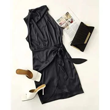 ZESICA Satin Sleeveless Mini Dress for Women