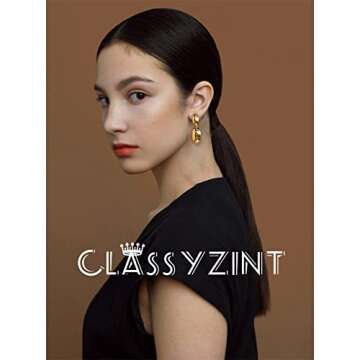 CLASSYZINT Shiny Gold Clip On Earring For Women 2pcs Oval Brass Dome Drop Earrings Geometric Statement Dangle Earrings