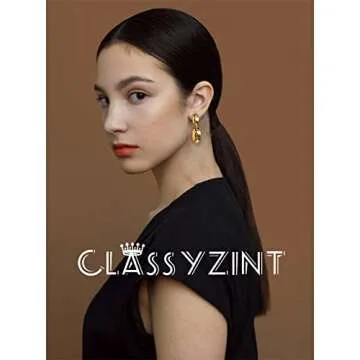 CLASSYZINT Shiny Gold Clip On Earring For Women 2pcs Oval Brass Dome Drop Earrings Geometric Statement Dangle Earrings