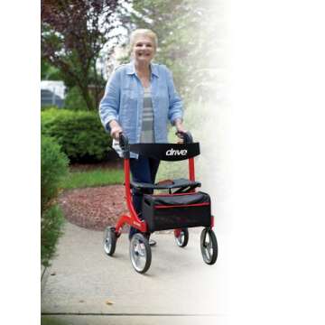 Drive Medical RTL10266BK Nitro Foldable Rollator Walker with Seat, Standard Height, Black