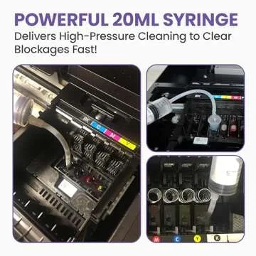 Best Printer Cleaning Kit for Epson, HP | Brother Inkjet Printhead Cleaning Kit | Inkjet Printer Head Cleaner | Printer Head Cleaning Kit with LARGE 20ml Syringe - 100ml Printer Cleaning Fluid