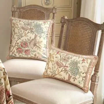 patdrea Designer Outdoor Pillows Covers Decorative Rectangle Throw Pillow Covers, Velvet Farmhouse Throw Covers 12"x 20",Vintage Floral Throw Pillow Case for Couch Sofa Bed Living Room