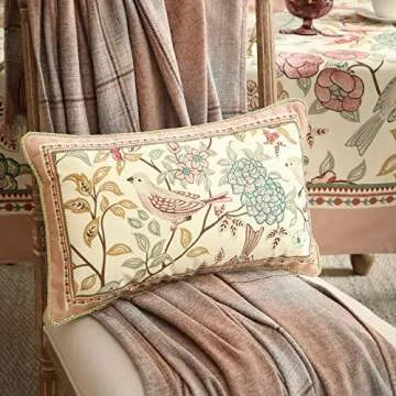 patdrea Designer Outdoor Pillows Covers Decorative Rectangle Throw Pillow Covers, Velvet Farmhouse Throw Covers 12"x 20",Vintage Floral Throw Pillow Case for Couch Sofa Bed Living Room