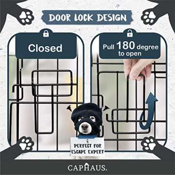 CAPHAUS Foldable Dog Crate Wire Metal Dog Kennel w/Leak-Proof Pan & Protecting Feet & Divider Panel, Single or Double Door, Small, Medium & Large Indoor Wire Cage, 24” w/Single Door