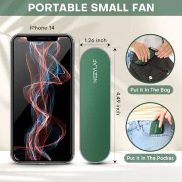 Nezylaf Handheld Mini Fan, 2 Speeds Rechargeable Travel Fan[9-15 Working Hours], Portable USB Small Pocket Fan, Personal Fan for Women,Outdoor Travel essentials
