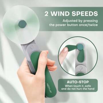 Nezylaf Handheld Mini Fan, 2 Speeds Rechargeable Travel Fan[9-15 Working Hours], Portable USB Small Pocket Fan, Personal Fan for Women,Outdoor Travel essentials