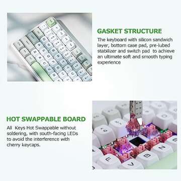 EPOMAKER TH80-X Gasket Mechanical Keyboard, 75% Layout Triple Mode Hot-swap Gaming Keyboard with 4000mAh Battery, LCD Screen, NKRO, RGB for Office/Win/Mac (White, Wisteria Linear Switch)