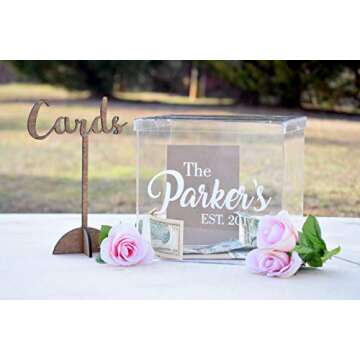Personalized Clear Card Box with Lid - Wedding Card Box - Personalized Card Box - Wedding Keepsake B...