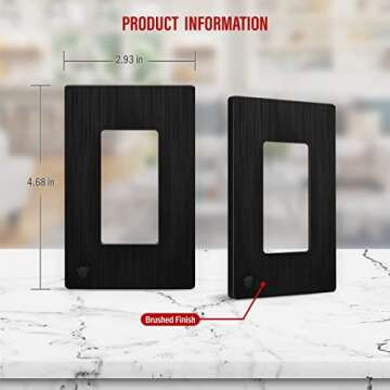 ENERLITES 1-Gang Screwless Wall Plate - Brushed Black, Polycarbonate Thermoplastic