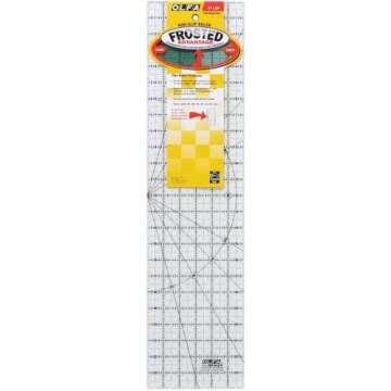 OLFA 6" x 24" Frosted Acrylic Ruler (QR-6x24) - Non Slip 6x24 Inch Acrylic Ruler with Grid & Angle Markings for Cutting Fabric, Sewing, Quilting, & Crafts