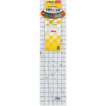 OLFA 6" x 24" Frosted Acrylic Ruler (QR-6x24) - Non Slip 6x24 Inch Acrylic Ruler with Grid & Angle Markings for Cutting Fabric, Sewing, Quilting, & Crafts