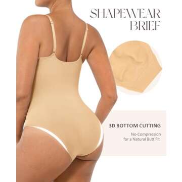 FeelinGirl Full Body Shapewear Tummy Control Bodysuit for Women Butt Lifter Body Shaper Beige XS/S