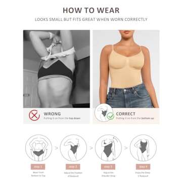 FeelinGirl Full Body Shapewear Tummy Control Bodysuit for Women Butt Lifter Body Shaper Beige XS/S