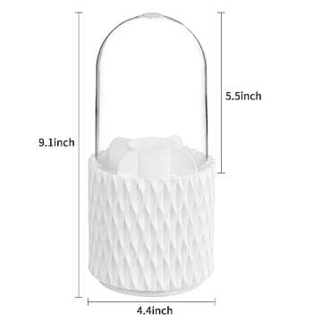 HBlife Makeup Brush Holder with Lid 360 Rotating Makeup Brush Organizer with Cover Cosmetic Organizer Dustproof Makeup Brushes Container Spinning Brush Holder for Vanity and Bathroom, Ripple