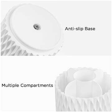 HBlife Makeup Brush Holder with Lid 360 Rotating Makeup Brush Organizer with Cover Cosmetic Organizer Dustproof Makeup Brushes Container Spinning Brush Holder for Vanity and Bathroom, Ripple