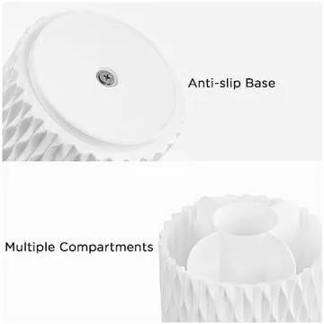 HBlife Makeup Brush Holder with Lid 360 Rotating Makeup Brush Organizer with Cover Cosmetic Organizer Dustproof Makeup Brushes Container Spinning Brush Holder for Vanity and Bathroom, Ripple