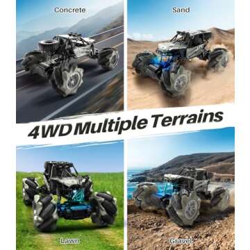 DoDoeleph Remote Control Car, Off Road RC Stunt Cars, 1/20 4WD RC Crawler 2.4GHz 360° Rotating Rechargeable Metal Monster Truck Toy Gifts for Boys Girls Kids Adults Xmas