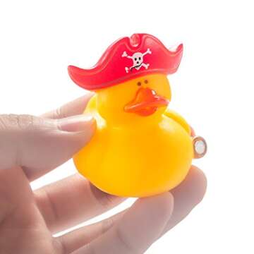 Fun Central 12 Pieces - Mini Pirate Rubber Duckies Bath Toys for Baby Shower - Party Supplies - Assorted Design