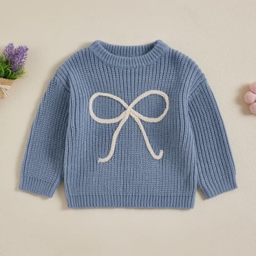 Lamuusaa Toddler Baby Girl Knit Sweater for Fall Winter