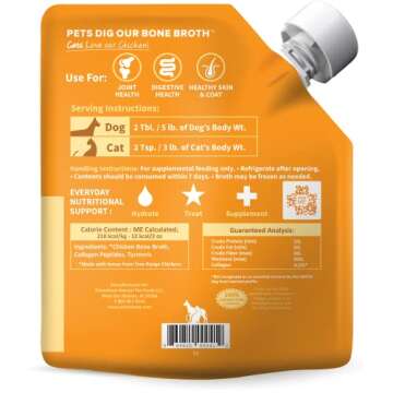 Primalvore Free-Range Bone Broth for Dogs &Cats, Mobility Formula w/Collagen Peptides to Help Suppor...