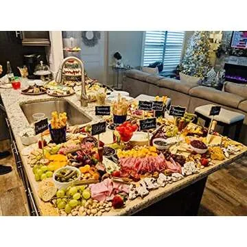 20PCS Wood Mini Chalkboard Sign and Replacement Stickers, Food Labels for Party Buffet,Blackboard for Message Board Signs,Weddings Place Cards, Birthday Party