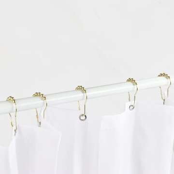 Ansxiy Shower Curtain Hooks Rings, Rustproof Metal Shower Curtain Rings for Bathroom Shower Rods Curtains - Set of 12, Golden