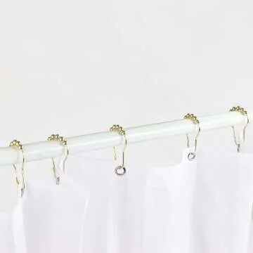 Ansxiy Shower Curtain Hooks Rings, Rustproof Metal Shower Curtain Rings for Bathroom Shower Rods Curtains - Set of 12, Golden