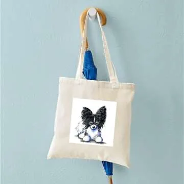 CafePress B/W Papillon Tote Bag Natural Canvas Tote Bag, Reusable Shopping Bag