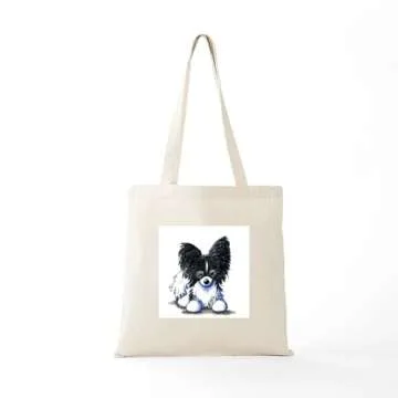 CafePress B/W Papillon Tote Bag Natural Canvas Tote Bag, Reusable Shopping Bag