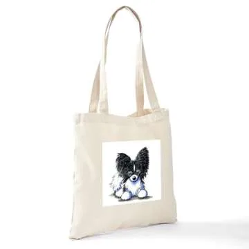 CafePress B/W Papillon Tote Bag Natural Canvas Tote Bag, Reusable Shopping Bag
