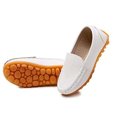 RVROVIC Kids Girl Boy Slip-on Loafers Oxford PU Leather Flats Shoes(Toddler/Little Kid) White