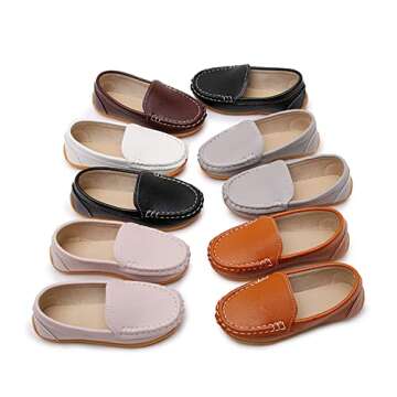 RVROVIC Kids Girl Boy Slip-on Loafers Oxford PU Leather Flats Shoes(Toddler/Little Kid) White