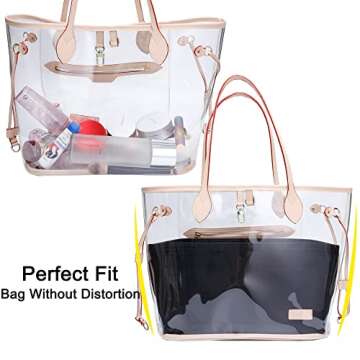 Doxo Purse Organizer Insert Handbag Tote Felt Bag Fit L Neverfull GM & Base Shaper 2pc Set (X-Large, Black-Combination)