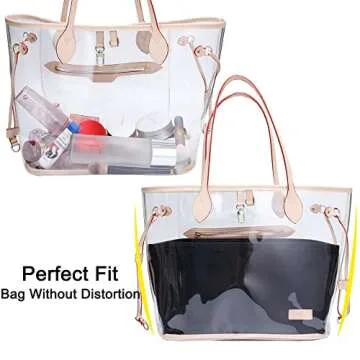 Doxo Purse Organizer Insert Handbag Tote Felt Bag Fit L Neverfull GM & Base Shaper 2pc Set (X-Large, Black-Combination)