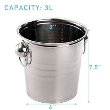 ZENFUN 2 Pack 3 Quart Ice Bucket with Handles, Beverage Tub with Handles, Galvanized Metal Ice Bucket, Drink and Wine Chiller for Bar, Party, BBQ, Great for Indoor and Outdoor Use