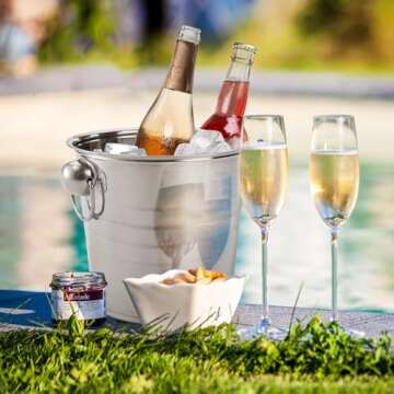 ZENFUN 2 Pack 3 Quart Ice Bucket with Handles, Beverage Tub with Handles, Galvanized Metal Ice Bucket, Drink and Wine Chiller for Bar, Party, BBQ, Great for Indoor and Outdoor Use