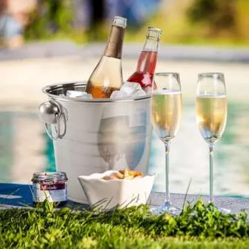 ZENFUN 2 Pack 3 Quart Ice Bucket with Handles, Beverage Tub with Handles, Galvanized Metal Ice Bucket, Drink and Wine Chiller for Bar, Party, BBQ, Great for Indoor and Outdoor Use