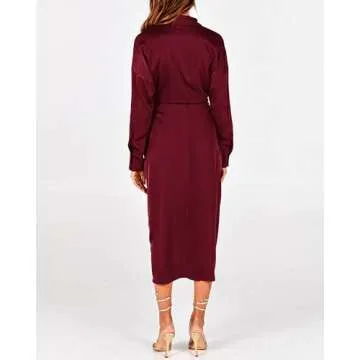 Elegant BTFBM Satin Maxi Dress for Women - Dark Wine Red