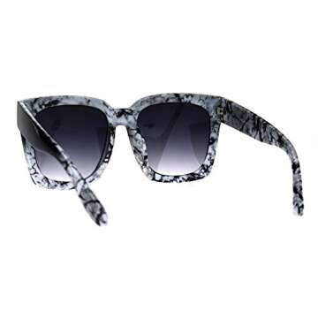 JuicyOrange SUPER Oversized Square Sunglasses Womens Modern Hipster Fashion Shades (black/white marble, 55.5)