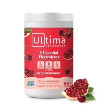 Ultima Replenisher Daily Electrolyte Drink Mix – Cherry Pomegranate Flavor – 90 Servings of Hydr...