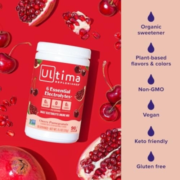 Hydrating Ultima Electrolyte Drink Mix Cherry Pomegranate 90 Servings